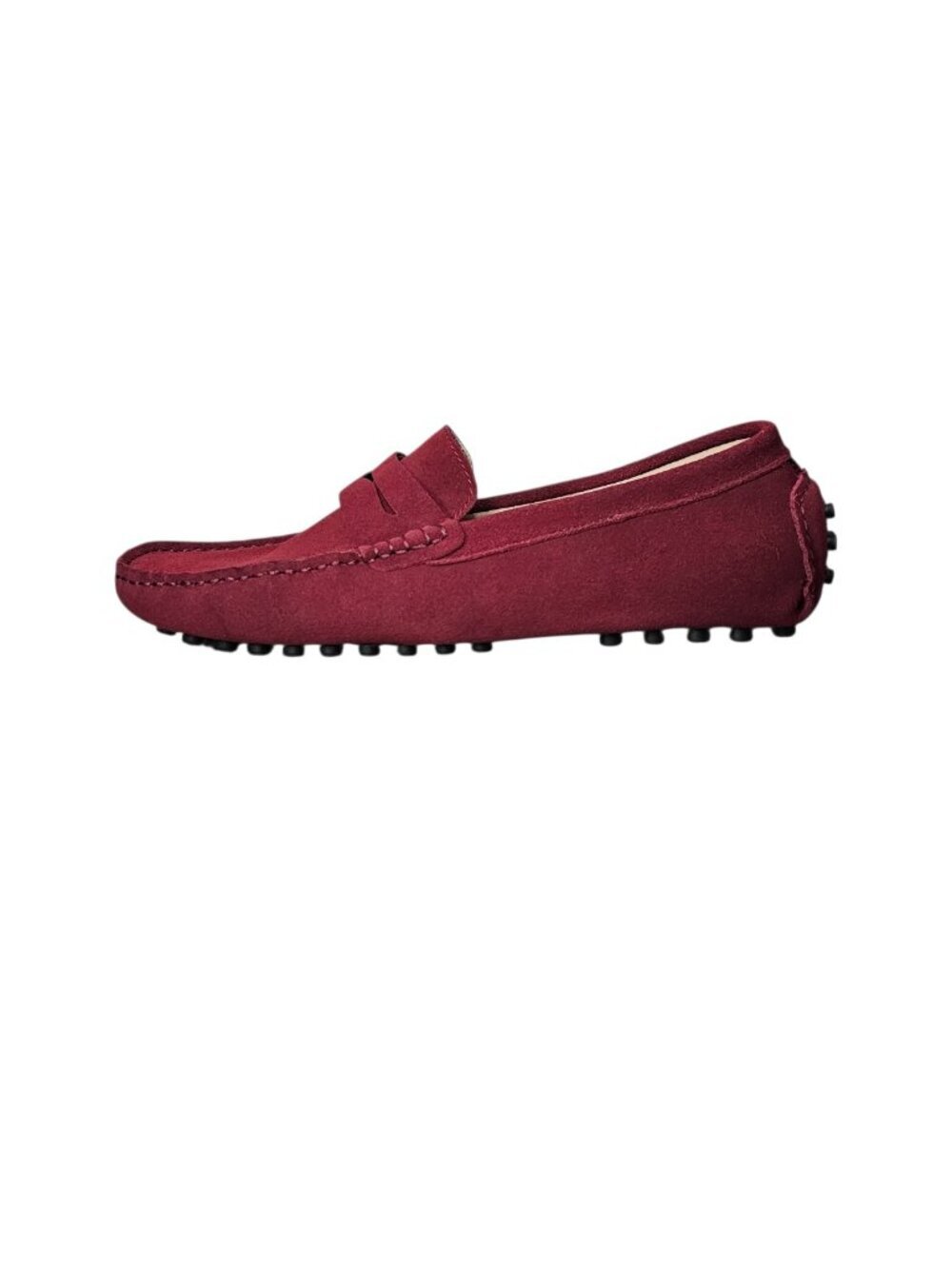 JIONS Suede Leather Driving Penny Loafers Moccasin Shoe Red Men 8.5 Women 10 New